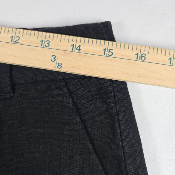 J.Crew Black Scalloped Hem Linen Blend Shorts Size 2 Womens Casual Summer Bottom - Picture 3 of 7